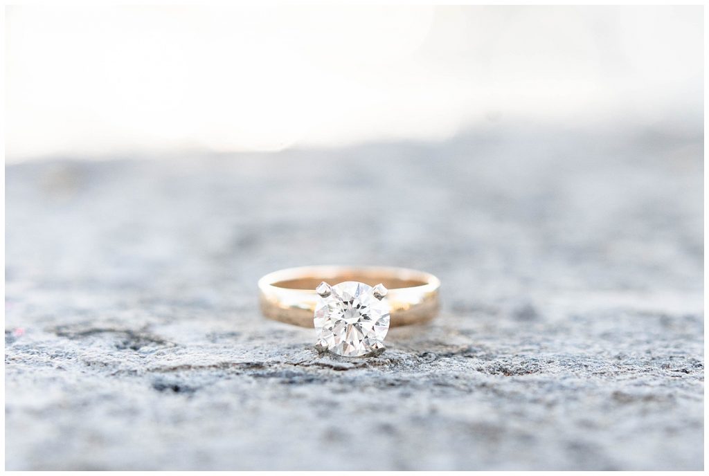 solitaire ring on stone