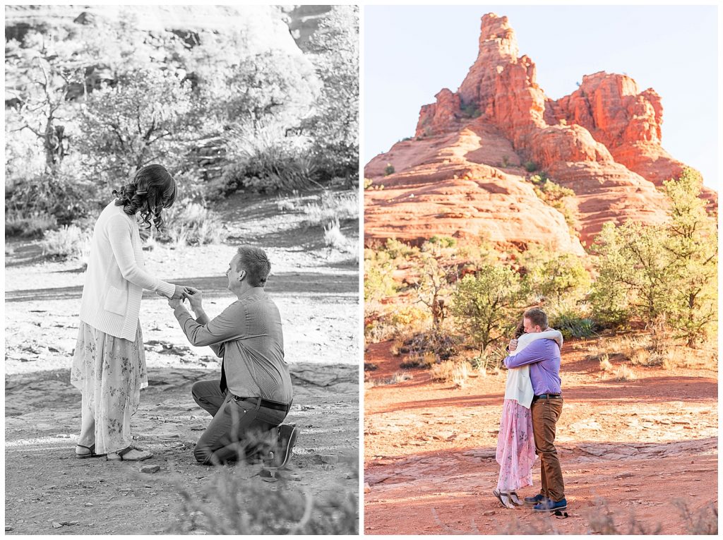 Man proposing to woman in Sedona at Bell Rock